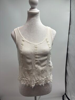 Elodie Cream Lace-Trim Camisole